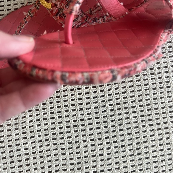 Authentic Chanel Pink Tweed Sandals - Picture 5 of 5